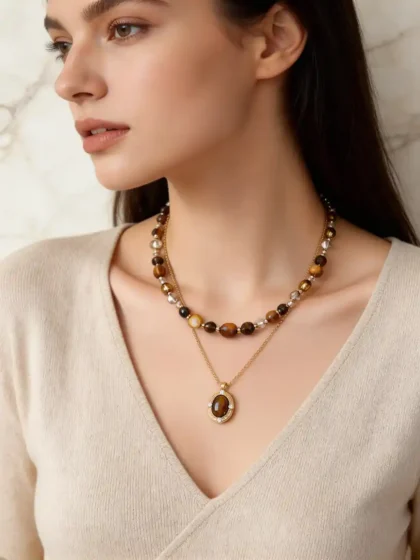 Tiger Eye Vintage Beaded Necklace