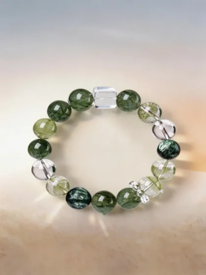 Green Rutilated Quartz Designed Bracelet