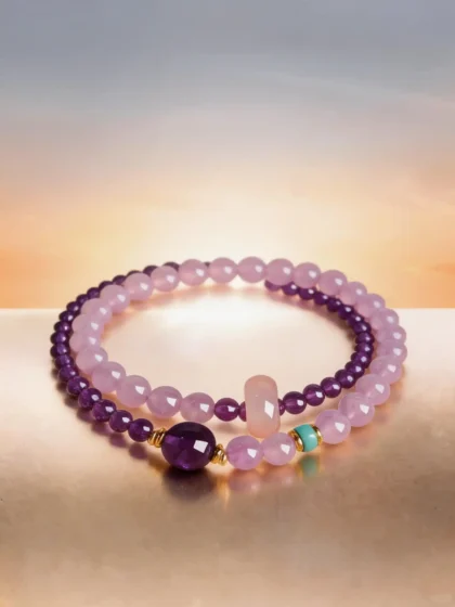 Amethyst Double Loop Peace Buckle Bracelet