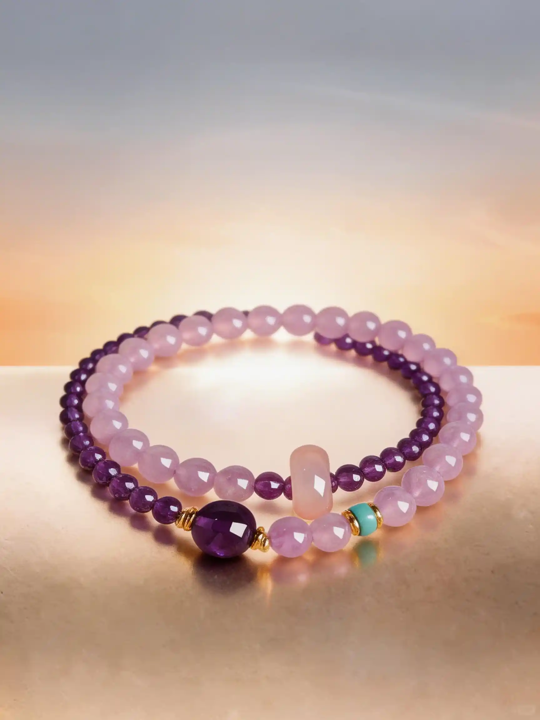 Amethyst Double Loop Peace Buckle Bracelet