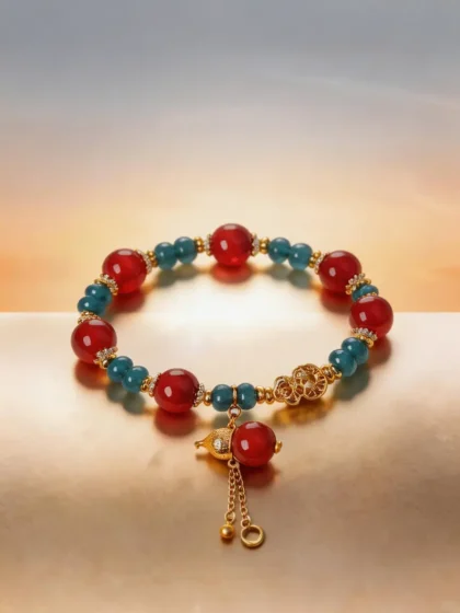 Chinese Style Colorful Agate Beaded Bracelet