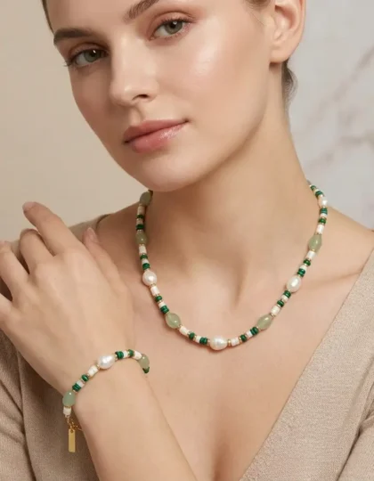 Green Aventurine Freshwater Pearl Necklace