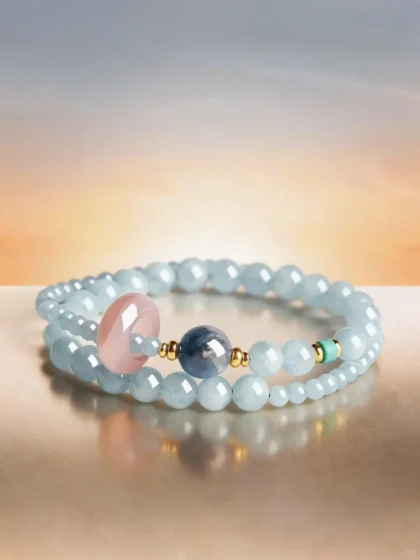 Aquamarine Double Loop Peace Buckle Bracelet