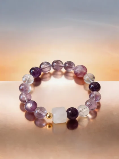 天然紫水晶紫鋰雲母手链