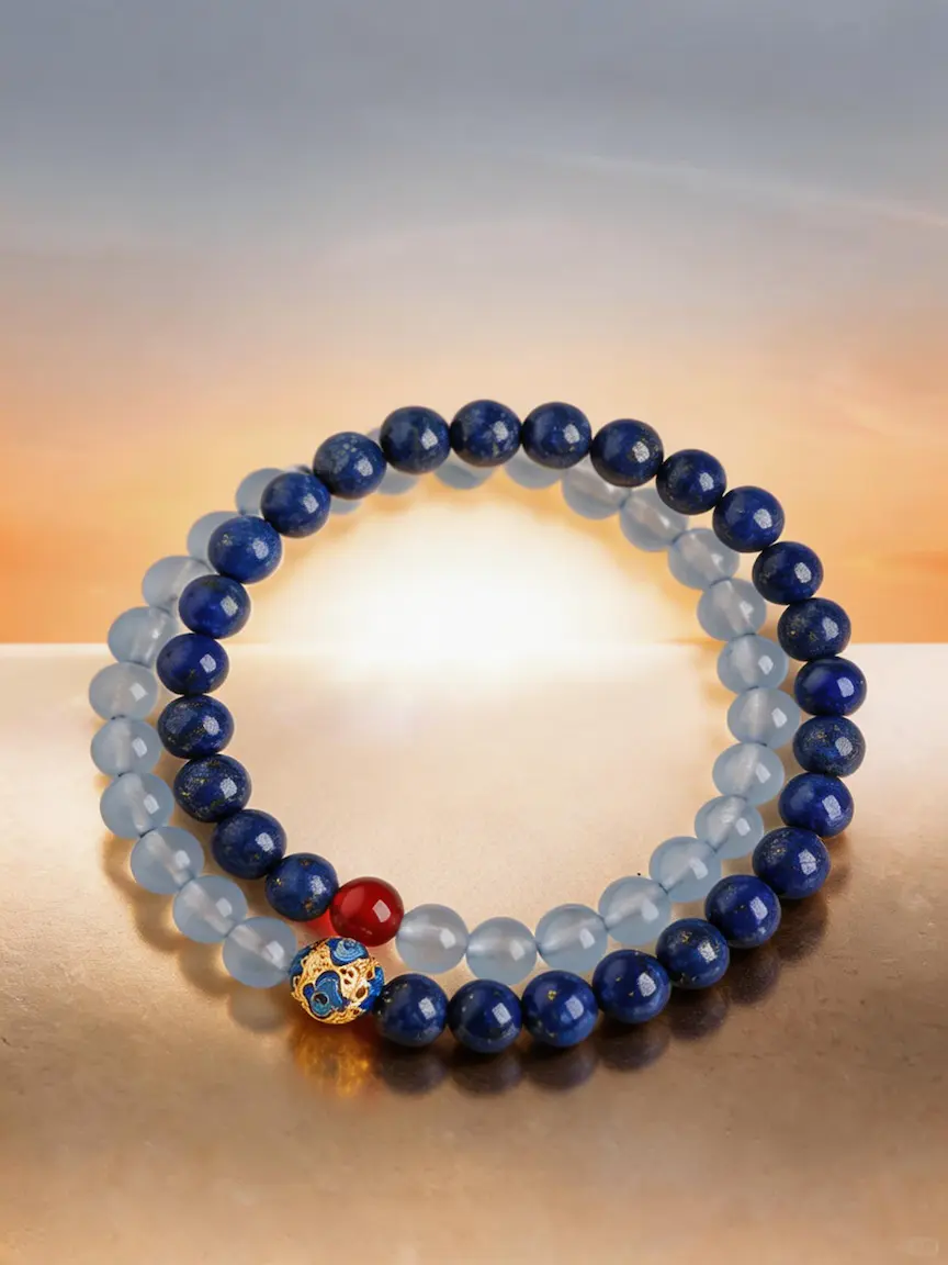 Natural Aquamarine Lapis Lazuli Bracelet
